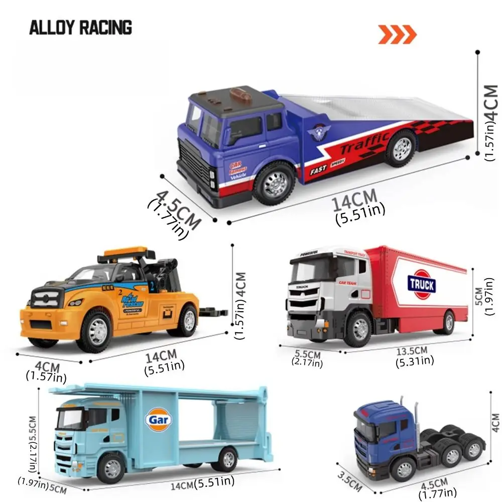 Scale 1:64 Alloy Trailer Model Movable Joint Transport Vehicle Rescue Engineering Vehicles Pull Back Sliding