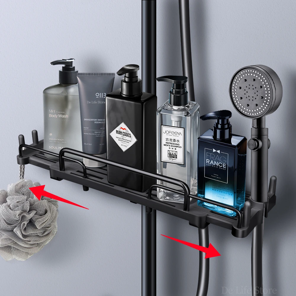 Extendable Shower Shelf Bathroom Shelf Without Drilling Shampoo Tray