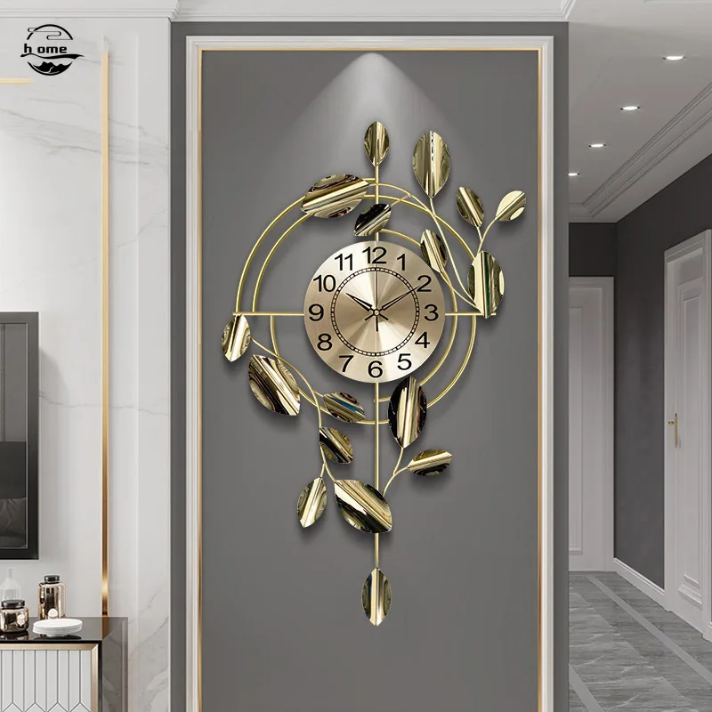 Golden Wrought Iron Feather Wall Clock 2 Golden Wrought Iron Feather Wall Clock 2