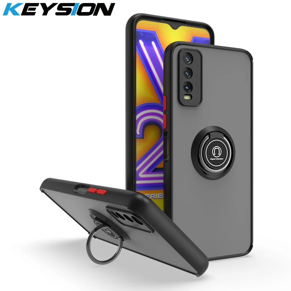 KEYSION Fashion Matte Case for VIVO Y20 Y20s G Y20A Y20i Transparent Ring Shockproof Phone Cover for VIVO Y12A Y11S Y12S_voghion.com