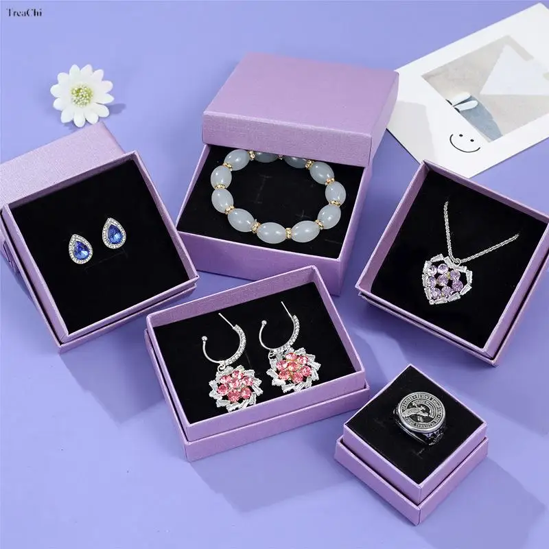 Spot Wholesale Jewelry Box Lavender Bracelet Brooch Gift Box Simple Ring Stud Box Key Chain Box