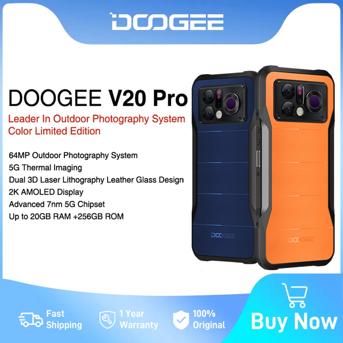 DOOGEE® V20 Pro 1000m high precision thermal imaging 5G Rugged Phone