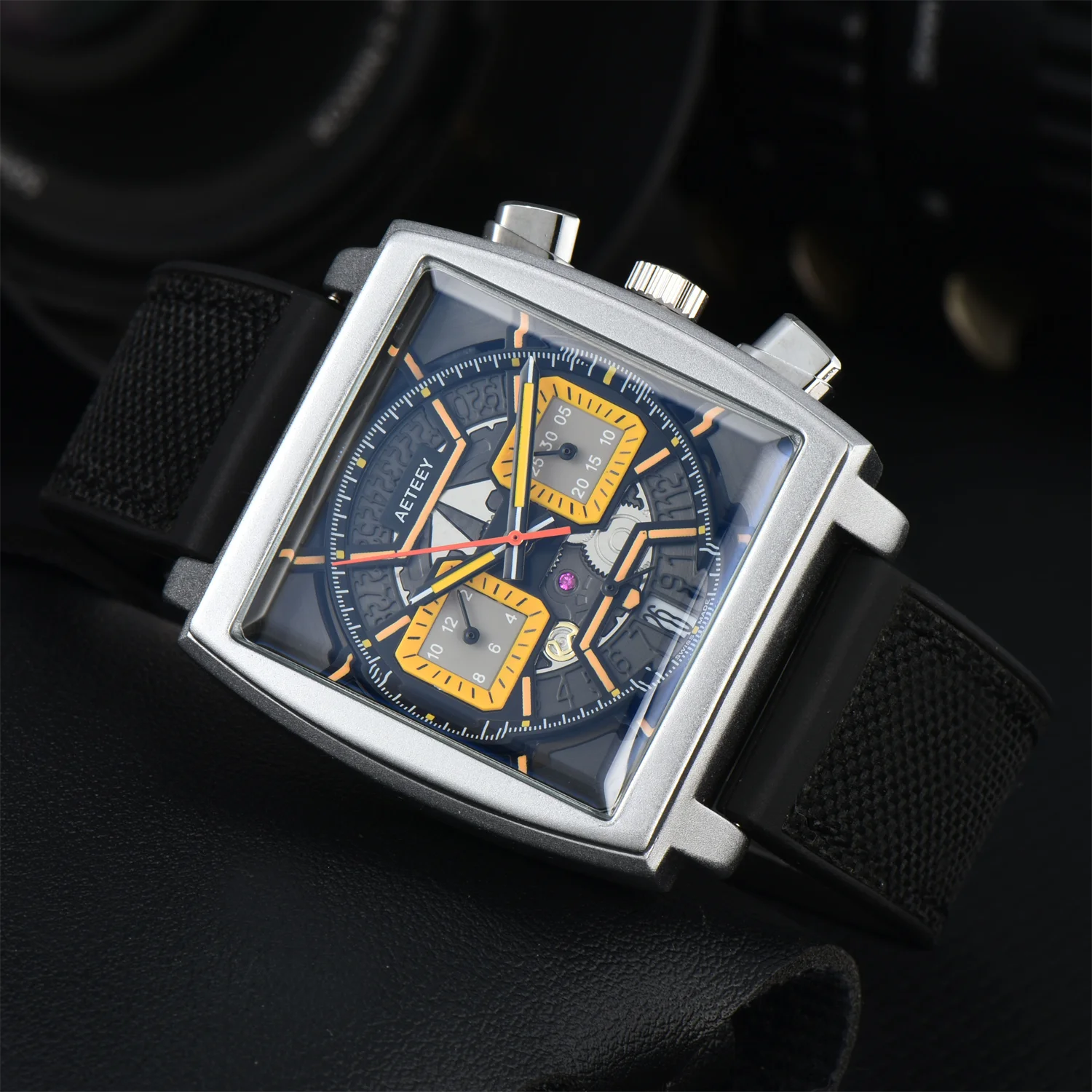 Top Monaco Style Custome Brand Luxury Men Watches Multifunction Classic Square CARRERA Chronograph Automatic Date AAA Male Clock