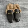 Top grade cowhide material round toe flat bottom half slippers, wool outdoor anti slip casual shoes,metal buckle fashion sandals 3