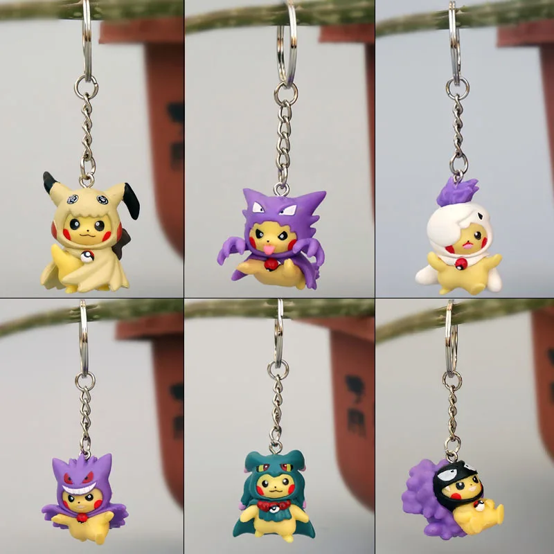 Pokemon Figure Doll Keychain Pikachu Gengar Key Ring Cartoon Anime Key  Chain Bag Pendant Jewelry Funny Accessories Birthday Gift