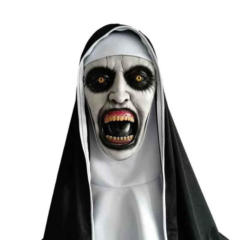 

Halloween Scary Conjuring 2 Nun Mask Head Coverings Ghost Mask Dress Up Prom Party Scary Haunted House Demon Shadow