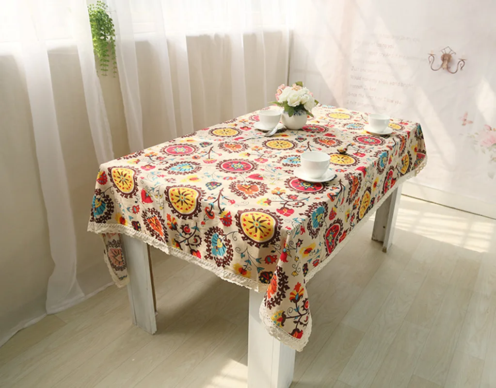 

Bohemian Table Cloth, Ethnic Style, Cotton and Linen Table Cloth, Rectangular Tablecloth, Dust Cloth, Christmas Home Decor, New