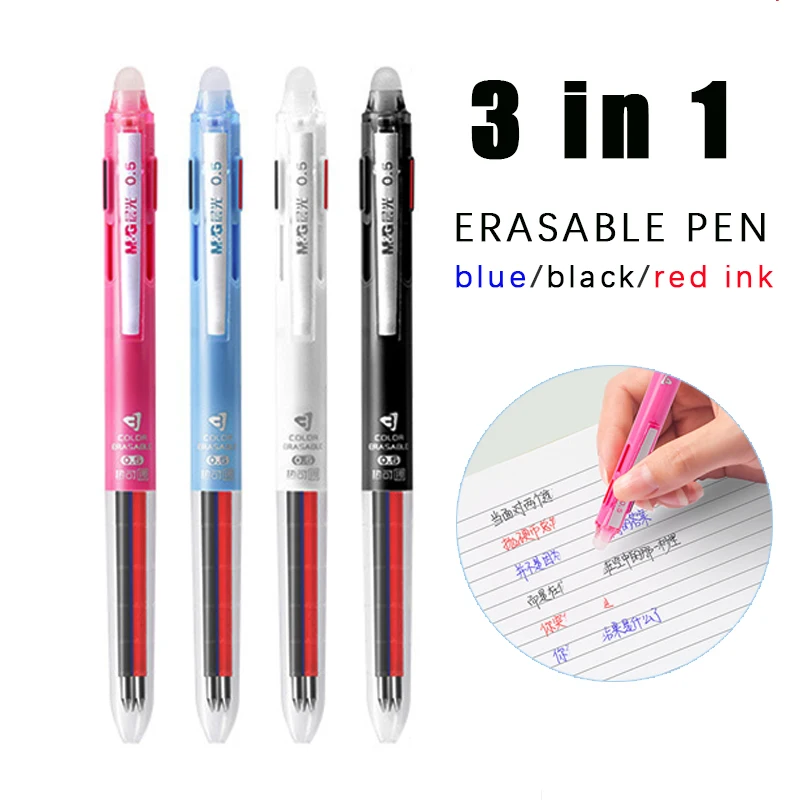 6 PACK 3 Black Pens & 3 Blue Pens Erasable Gel Pens 
