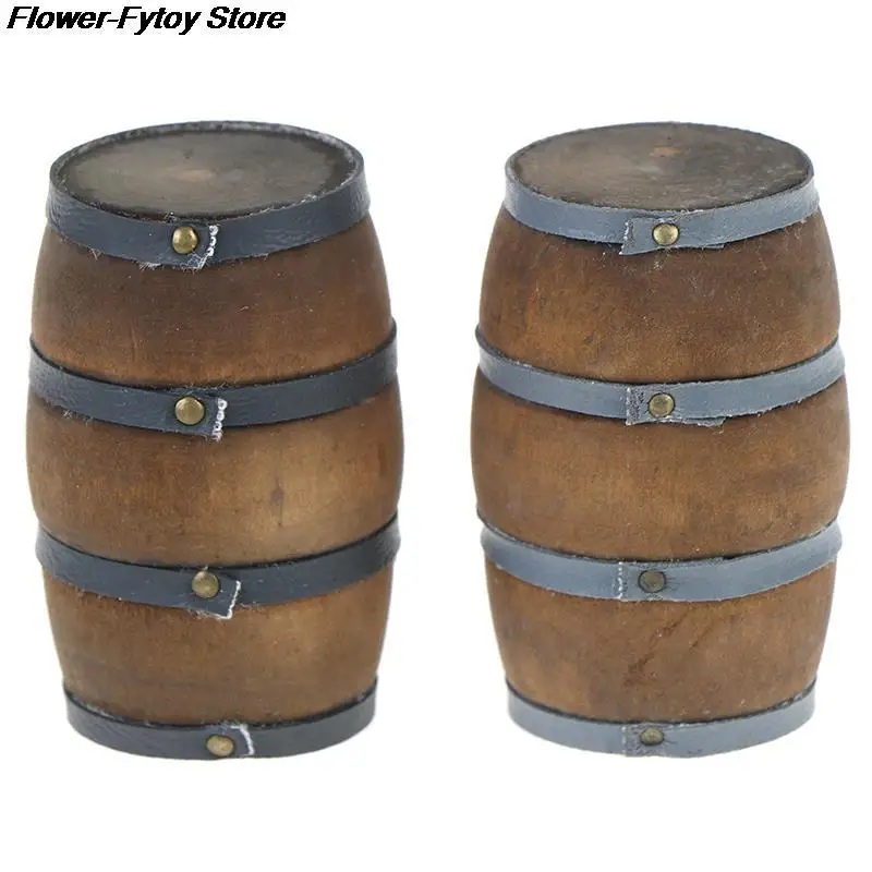 1:12 Scale Mini Dollhouse Wooden Red Wine Barrel Miniature Beer Barrel Beer Cask Beer Keg for Dolls House Decoration Accessories 5