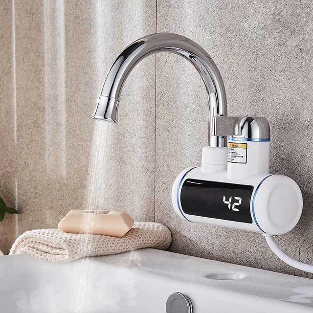 Grifo giratorio de 220v para baño y cocina, calentador de agua eléctrico  sin tanque, con pantalla Digital LED - AliExpress