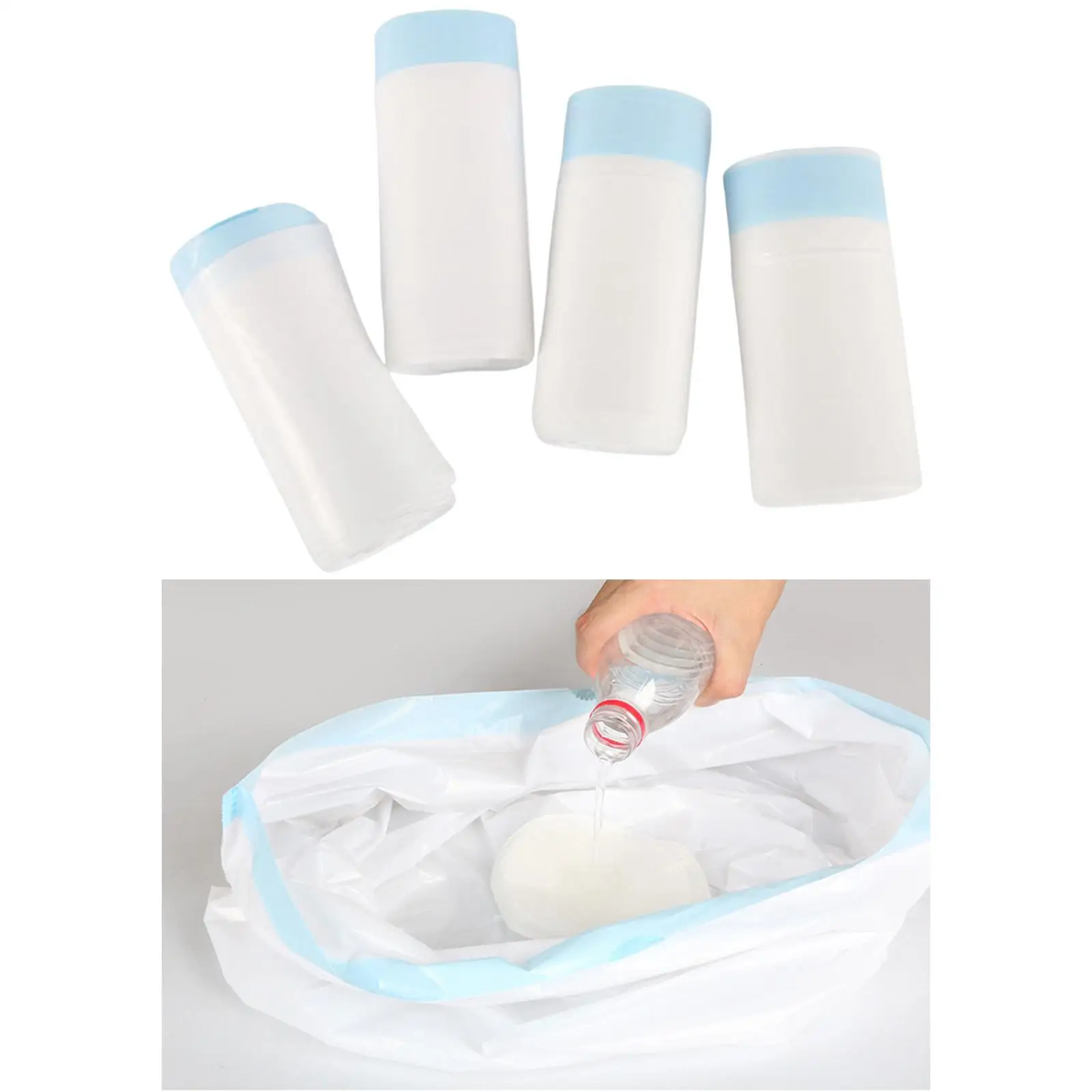 Bedside Commode Liners Toilet Seat Bags Universal Portable with Absorbent Pad