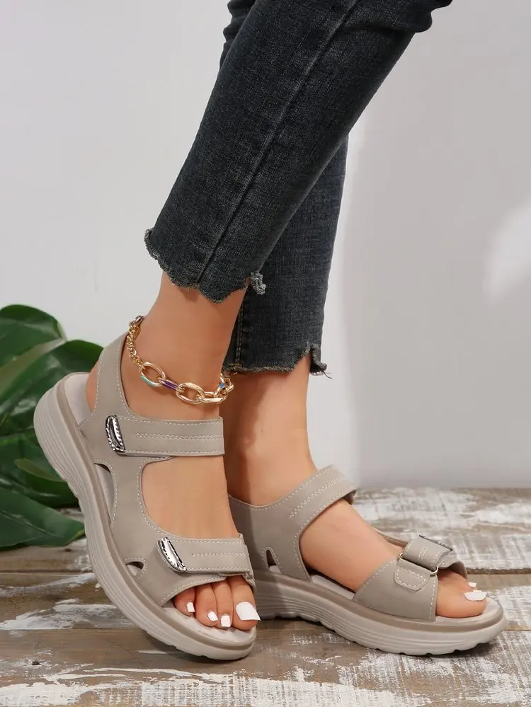 Summer 2024 New Sandals for Women Sports Style Wedge Heels Light Velcro Plus-size Slippers for Women