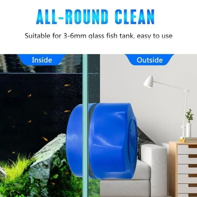 Aquarium Double Sided Cleaning Brush Fish Tank Magnetic Glass Cleaning Brush To Remove Moss Brush