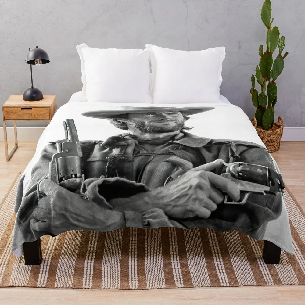 

Clint Eastwood, Black and White, Vintage Cowboy Wall art Throw Blanket Large Blanket Summer Blanket Decorative Blanket