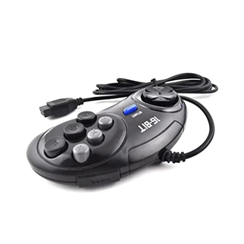 2 Pcs Game Controller For SEGA Genesis For 16 Bit Handle Controller 6 Button Gamepad For SEGA MD Game Accessories Black