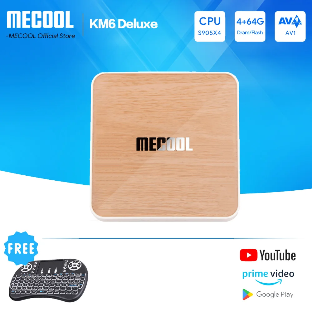 MECOOL KM6 TV Box Media Player Wifi 6 Google Certified Android 10.0 4GB 64GB Amlogic S905X4 1000M LAN BT 5.0 Smart Set Top Box