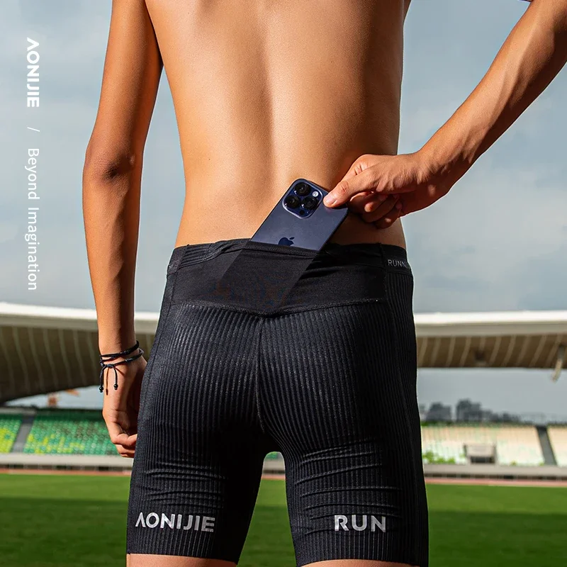 AONIJIE FM5182 Sports Tights Shorts Men Leggings Quick Dry Running Training Marathon Compression Shorts Gym Fitness Sportswear