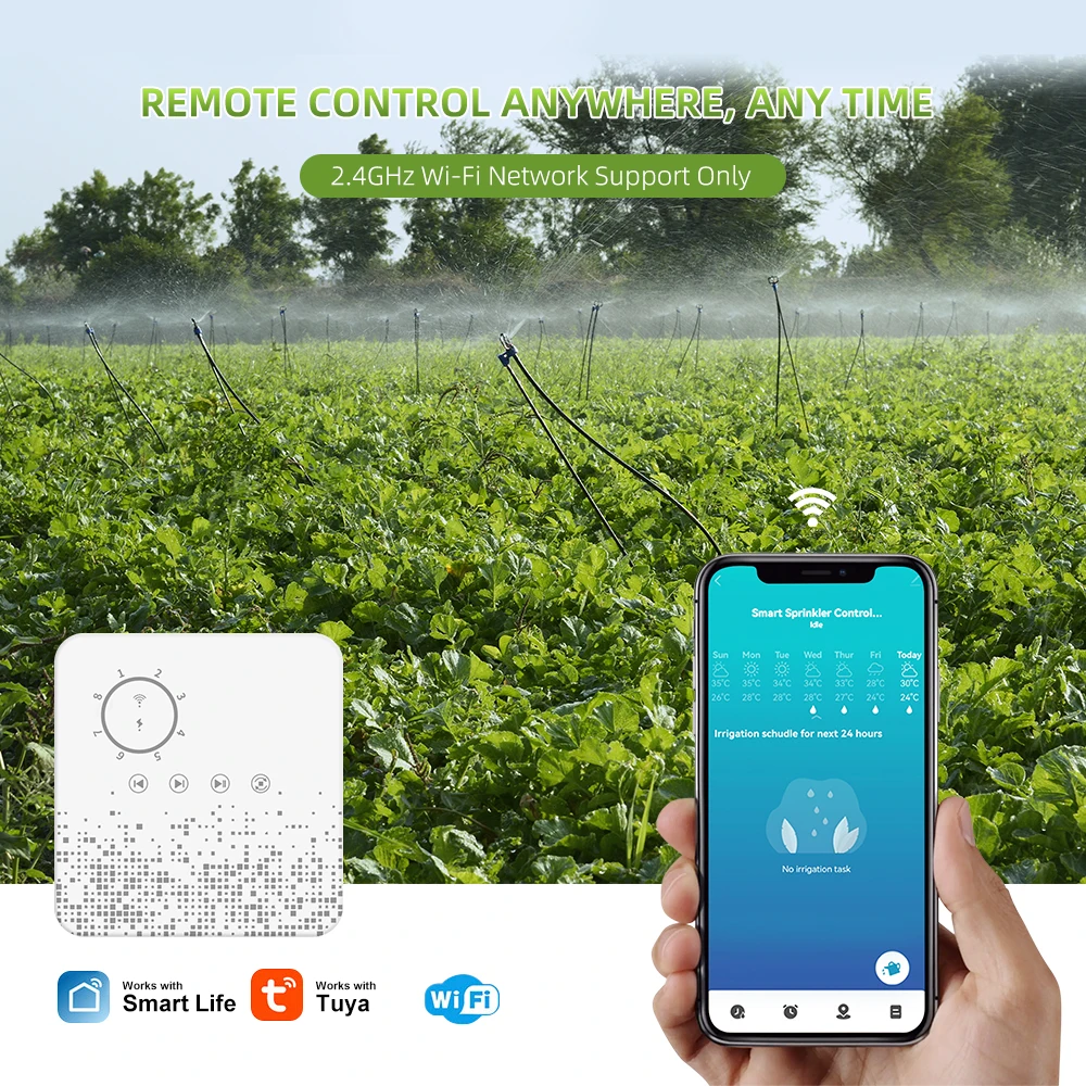 Controlador de aspersores inteligente sistema de riego automático con Wifi, para jardines, césped, invernaderos, granjas, funciona Alexa, Google | - AliExpress