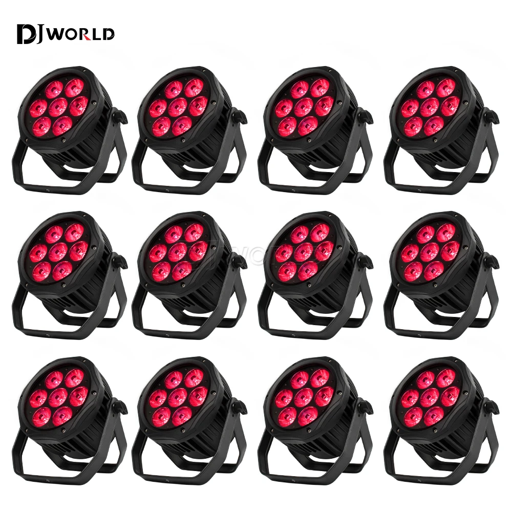 

12PCS LED 7x18W RGBWA UV Par Light Waterproof IP65 DMX512 Controller For Outdoor Stage Church NightClubs Effect DJ Disco Lights