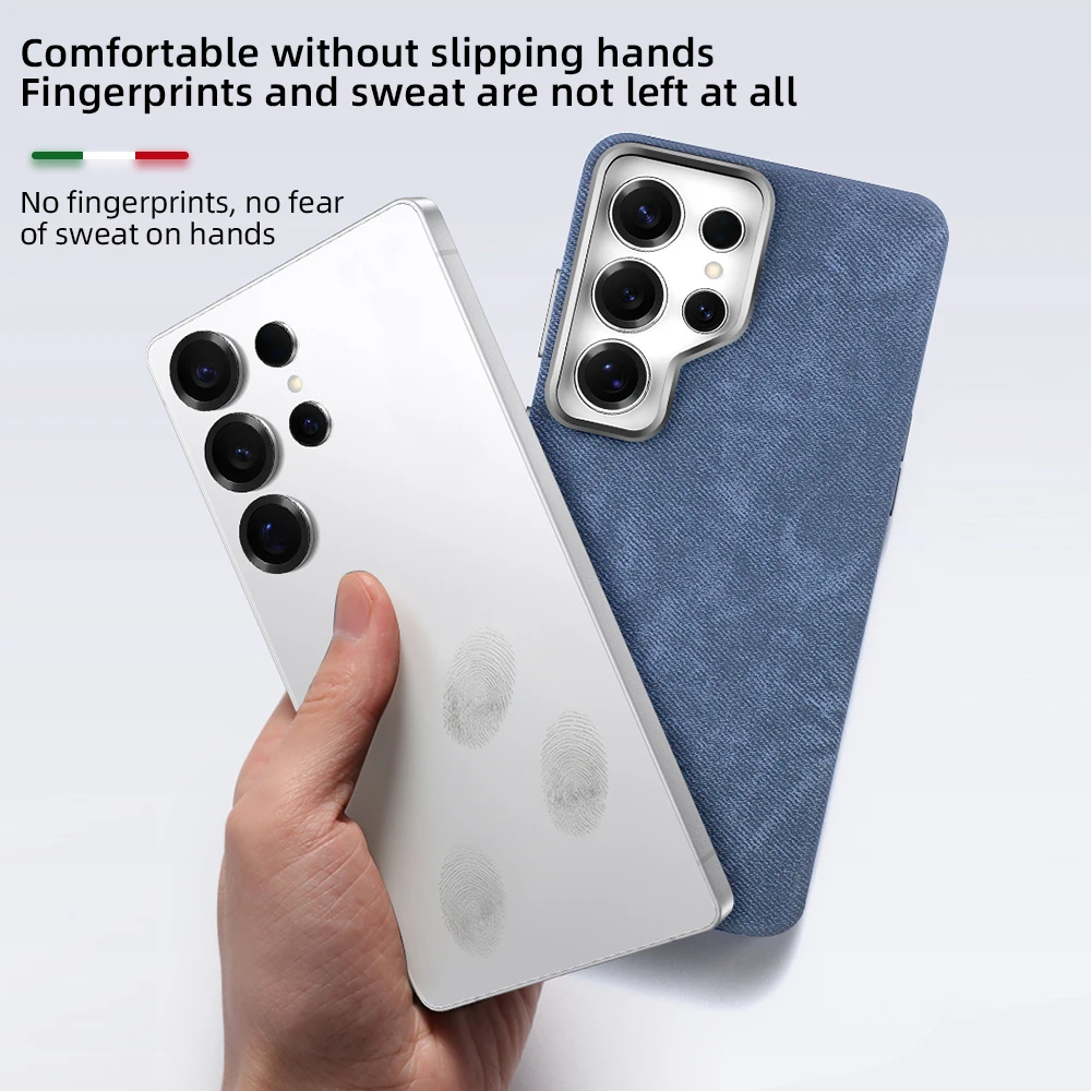 Vietao Microfiber Cell Phone Case with Magnetic Wireless Charging and Metal Camera Lens Protector