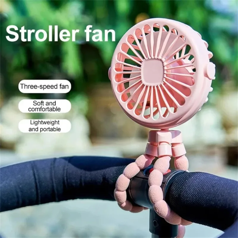 Cute octopus desktop, stroller usb rechargeable fan portable mini twistable standable fan