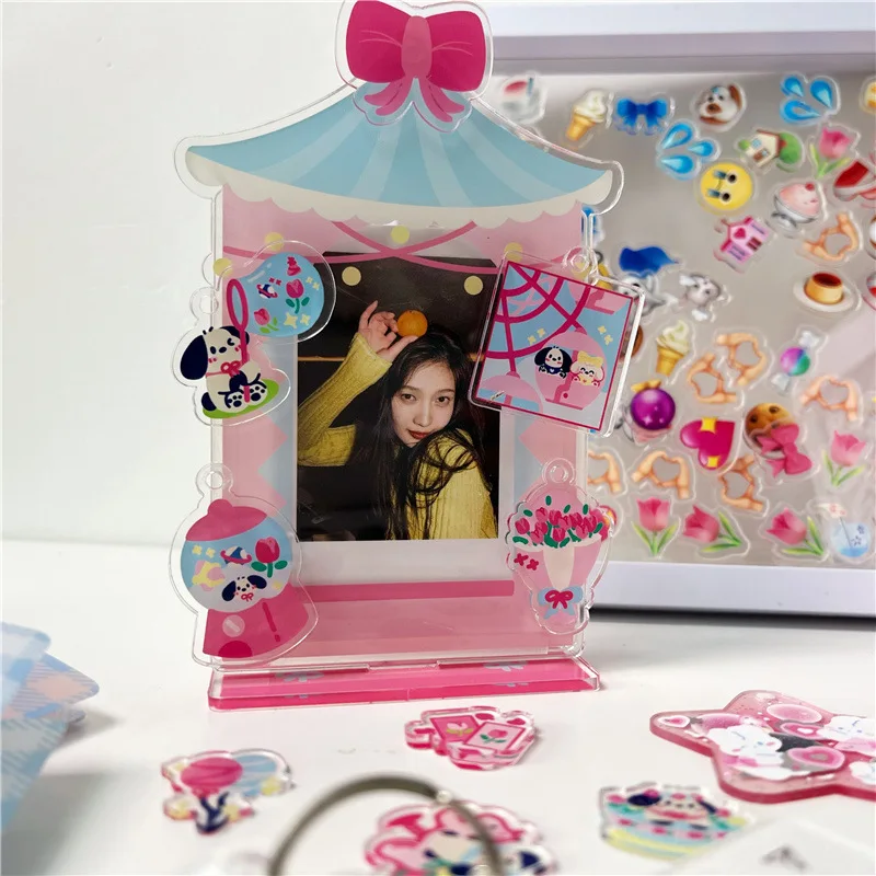 Photo Card Holder MINKYS Kawaii 3 inch Kpop Photocard Holder Idol Photo Card Display Holder Small Card Protective Case Stationery