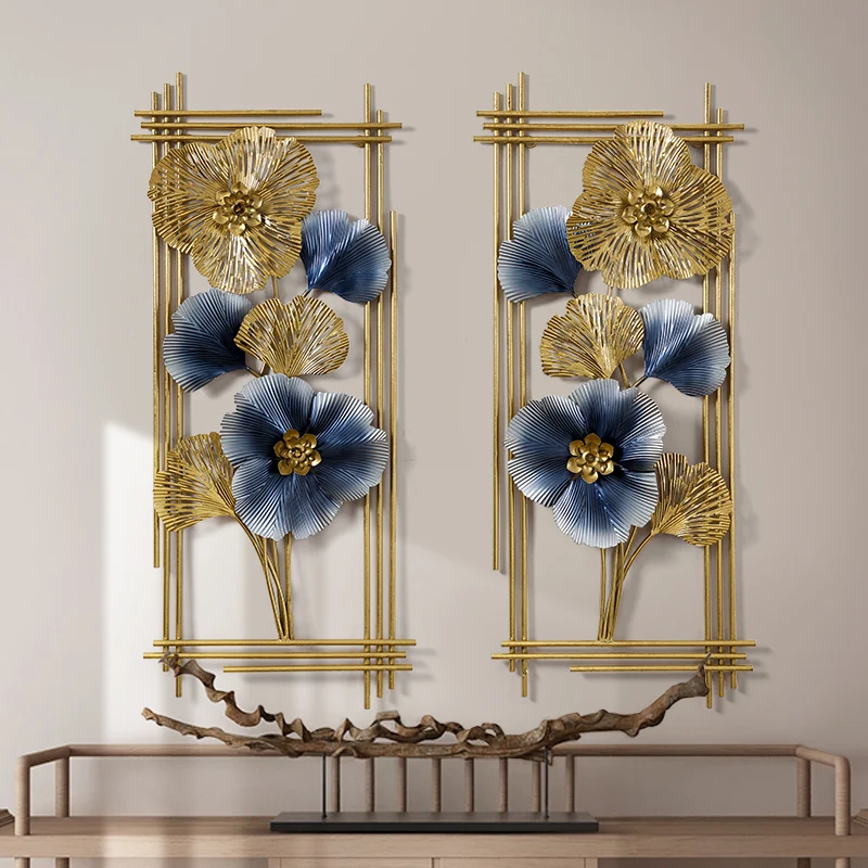 

Creative Ginkgo Leaf Two Wall Hanging New Chinese Style Pendant wall decor Living Room Background Wall Porch Metal home decor