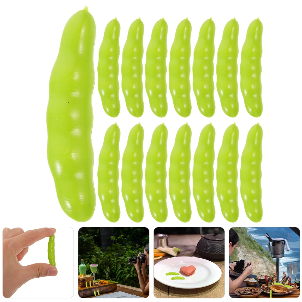 

40pcs Simulation Bean Food Shop Vegetables Green Beans House Layout Decor