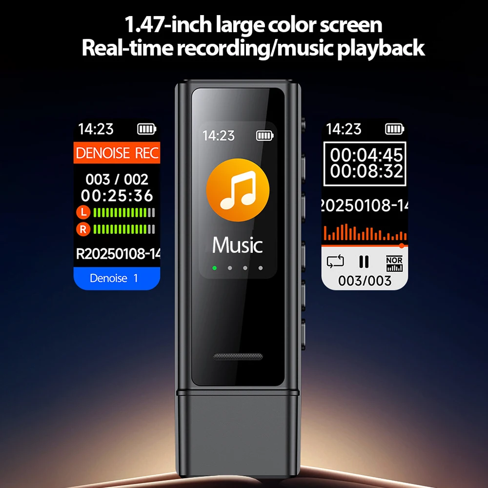 Mini Pocket Voice Activated Recorder with Back Clip MP3 Music Player Professional Noise Cancellation Digital Audio Record Device