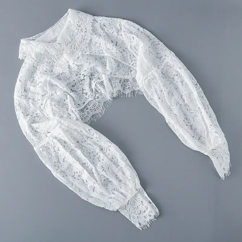 Damen-Langarmshirt mit gefälschtem Kragen, Schichtung, Überzug, Anti-Exposition, Sonnenschutz, Oberteil für Kleider – Detail 12