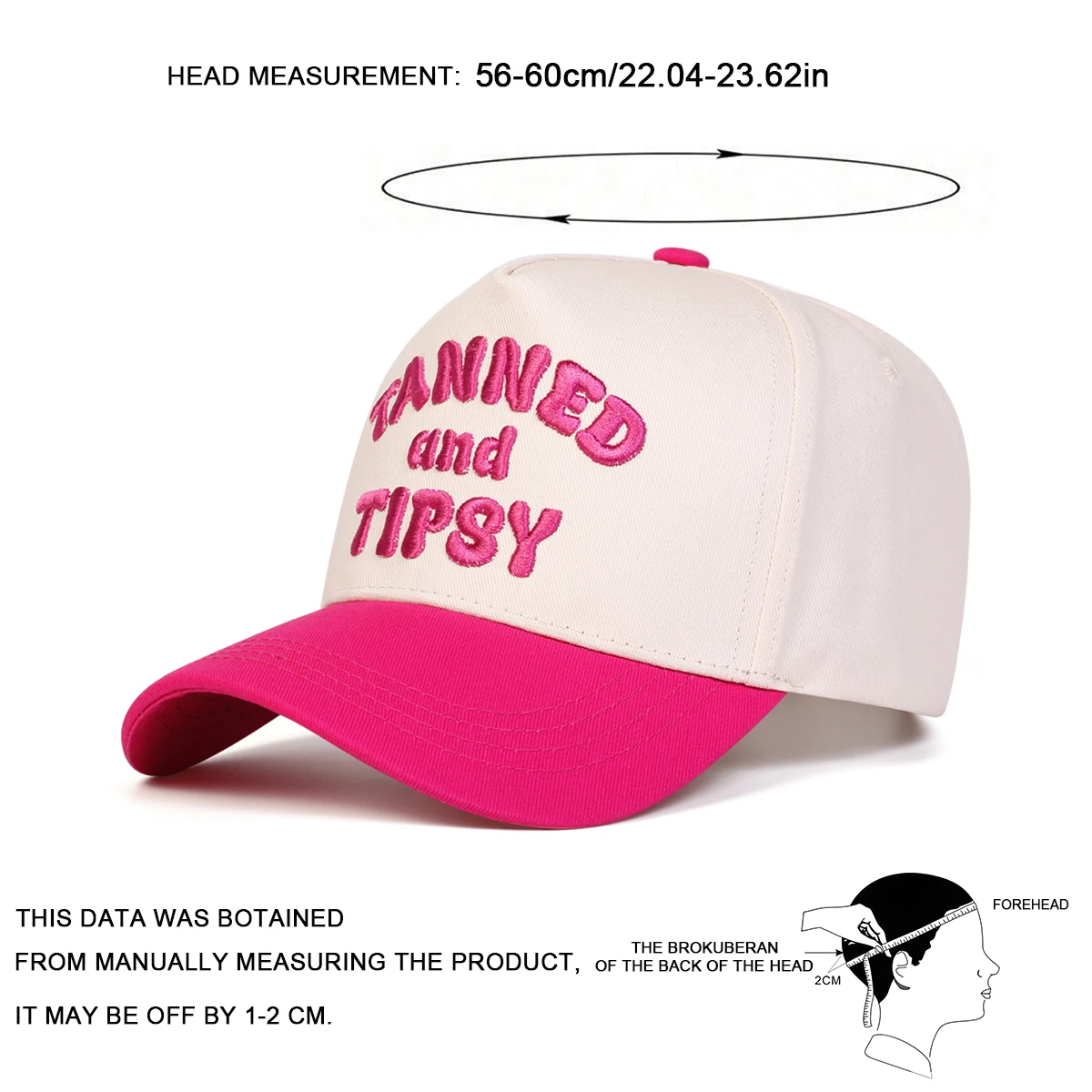 Unisex TANNED AND TIPSY Baseballkappen mit Buchstabenstickerei, Frühling und Herbst, für den Außenbereich, verstellbare Freizeithüte, Sonnenschutzhut, Sportkappe – Detail 6