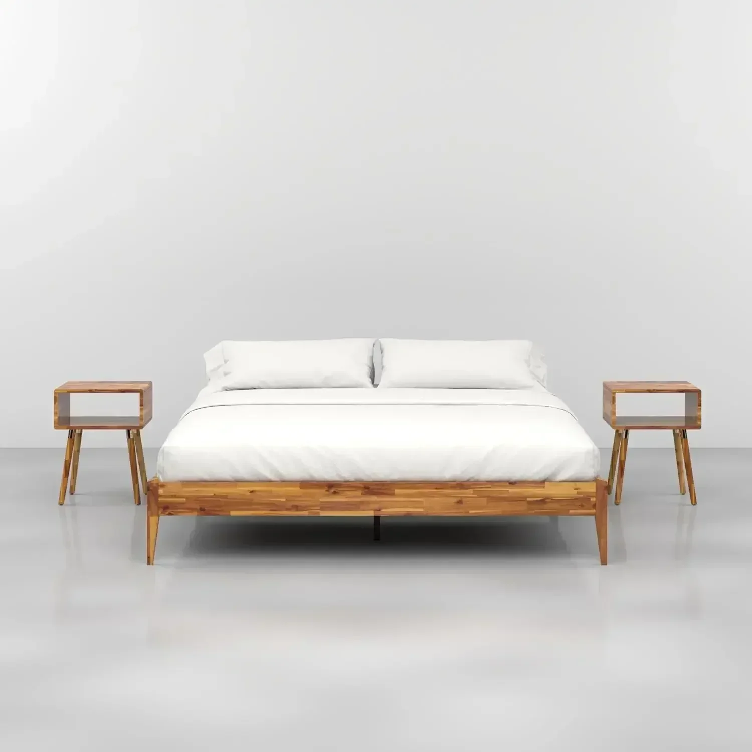 Dinkee King Bed Frame Wood 15 Inch - Solid Wood Platform Bed Frame - Japanese Joinery Bed - Modern & Minimalist Style