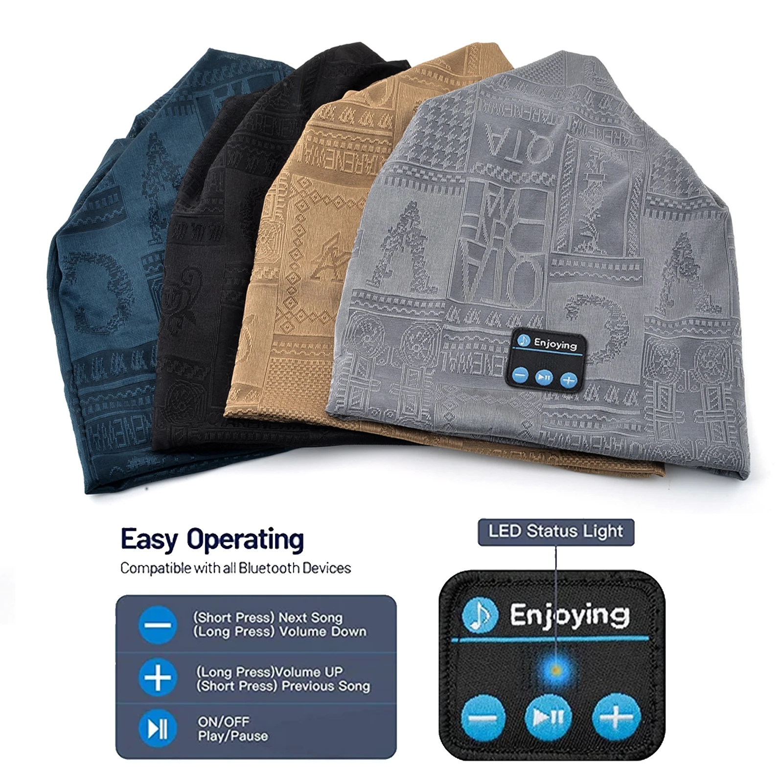 Wireless Bluetooth Headphones Hat Outdoor Sunshade Sports Music Hedset Cap Soft Breathable with Microphone for Handsfree Call