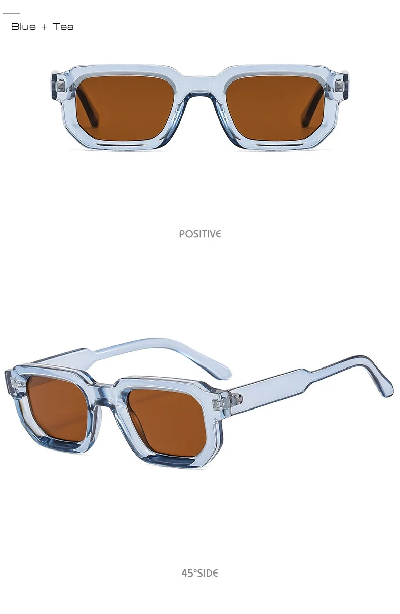 Quadratische Sonnenbrille für Männer und Frauen, UV400-Sonnenbrille, Vintage-Stil, blauer Tee, Punk, modische Sonnenbrille – Detail 6