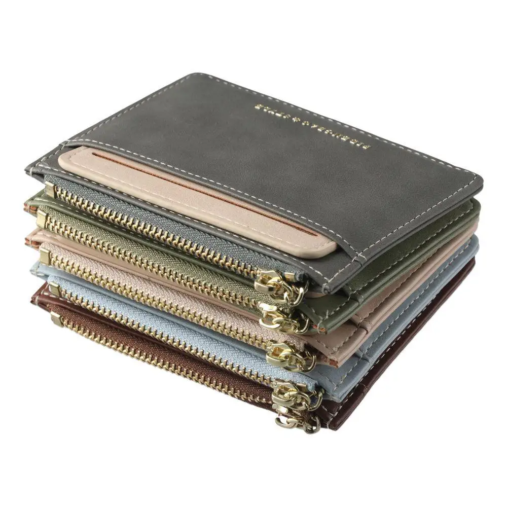 Ultra-thin Small Bank Card Multi Card Slot Holder Wallet Women Men Credit Bag Male Holder Solid Leather Wallet