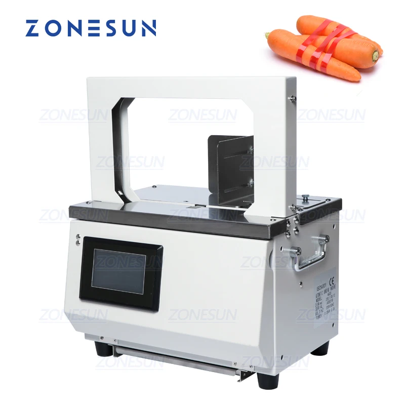 ZONESUN Automatic Strapping Machine Opp Hot Melt Supermarket Vegetable Baler For Sausage  Food Tape Strapping Binding Machine v2 carton pallet electric binding tools rechargeable lithium battery powered automatic strapping machine