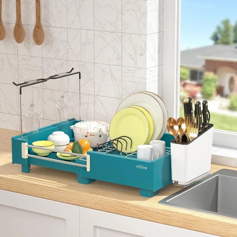 Dish Drying Rack -2 Tier Expandable Large Dish Racks, Stainless Steel Drainer with Adjustable