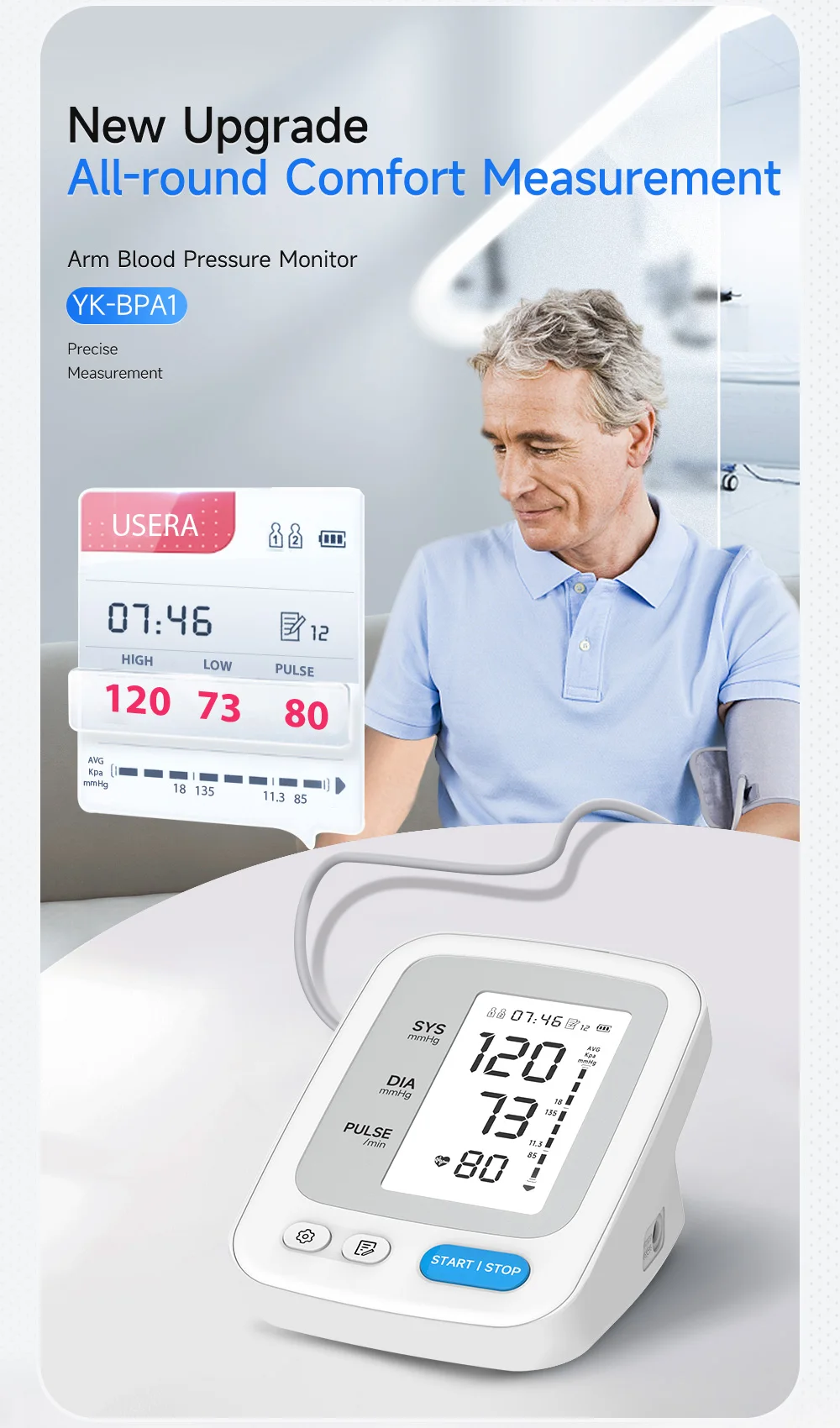 AICARE Digital Blood Pressure Monitor Upper Arm Cuff Automatic Home BP Sphygmomanometers