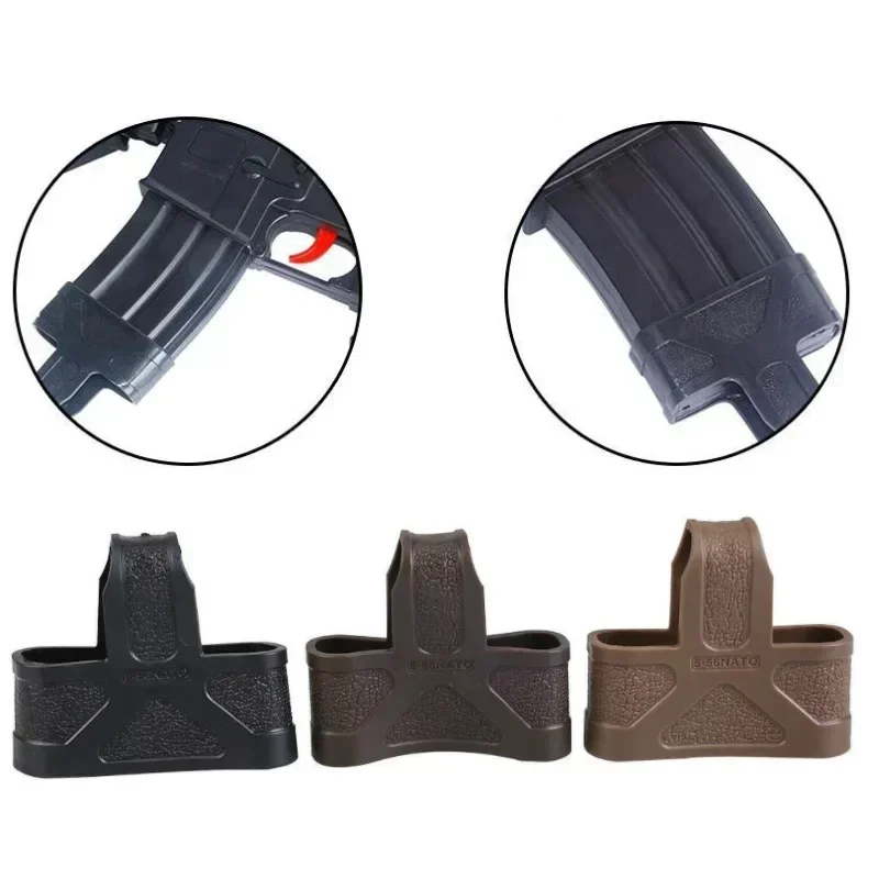 6pcs Tactical 5.56 Fast Magazine Rubber Holster Mag Pull Assist Cage Loops NATO Skull M16 AR15 Paintball Airsoft Gun Accessories