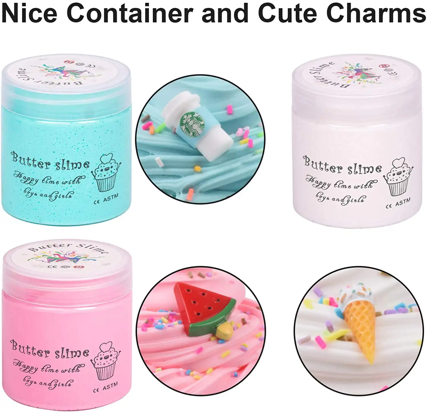 Slime Kit Fluffy Slime Slime Set with 4-Pack Butter Slimes Soft Safe Color Toys Super Soft and Non-Stick DIY Surprise Slimes