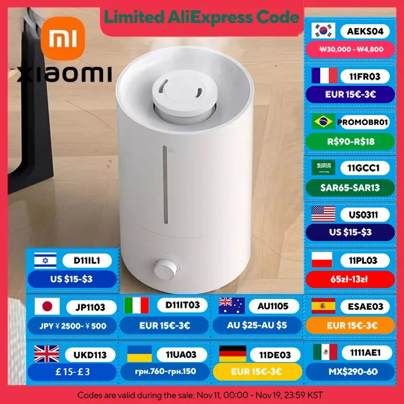 XIAOMIMIJIAHumidifier2,TopFill4LSupersizedCoolMistHumidifier,30HRuntime,Silverionantibacterial,ForHome,LargeRoom-AliExpress - Best of Xiaomi