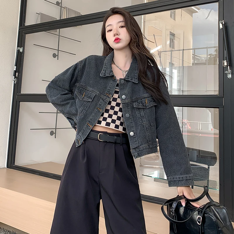 

2022 Spring New Slim Cropped Denim Jacket Women's Free Shipping