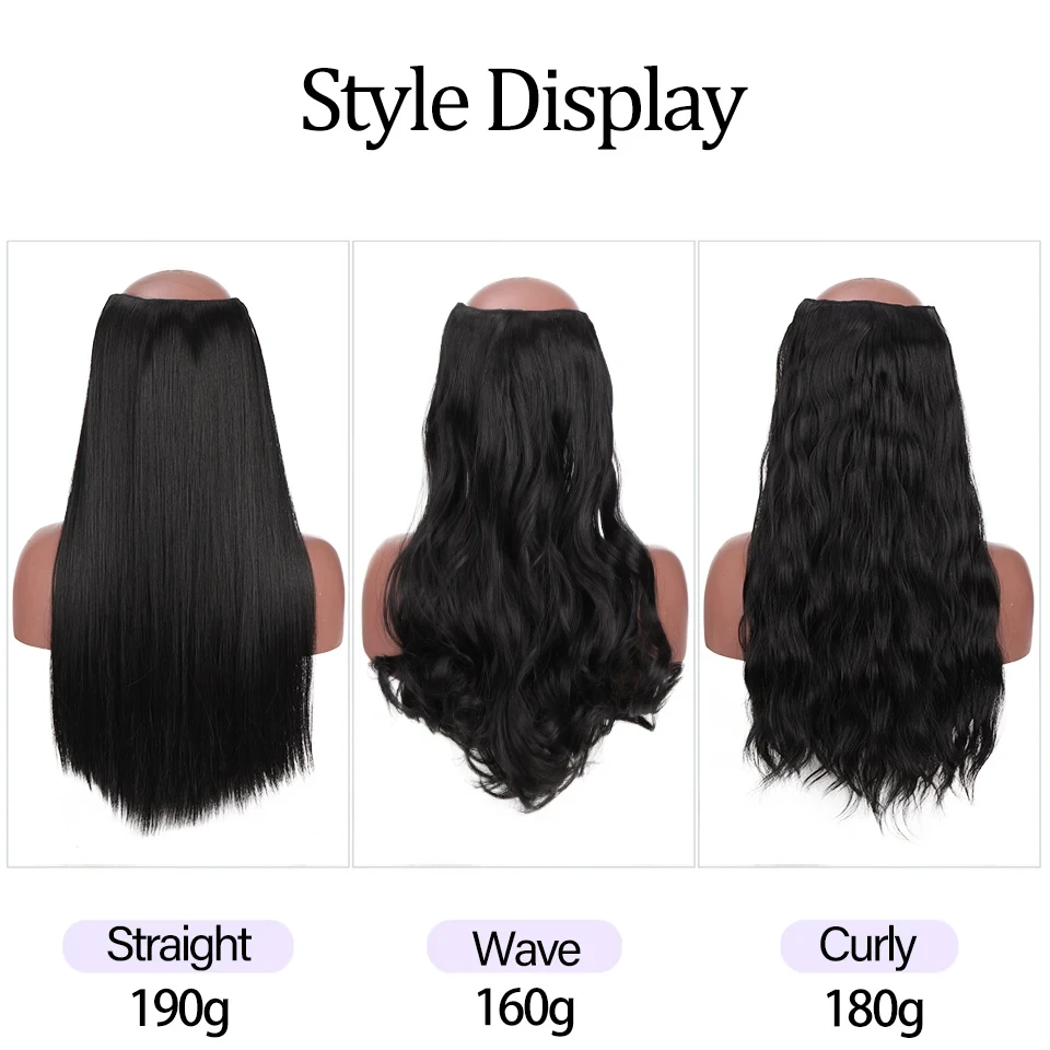 Synthetic Long Straight V-tip Clip in Hair Extension Heat Resistant Wavy False Hair High Temperature Fiber Hairpiece