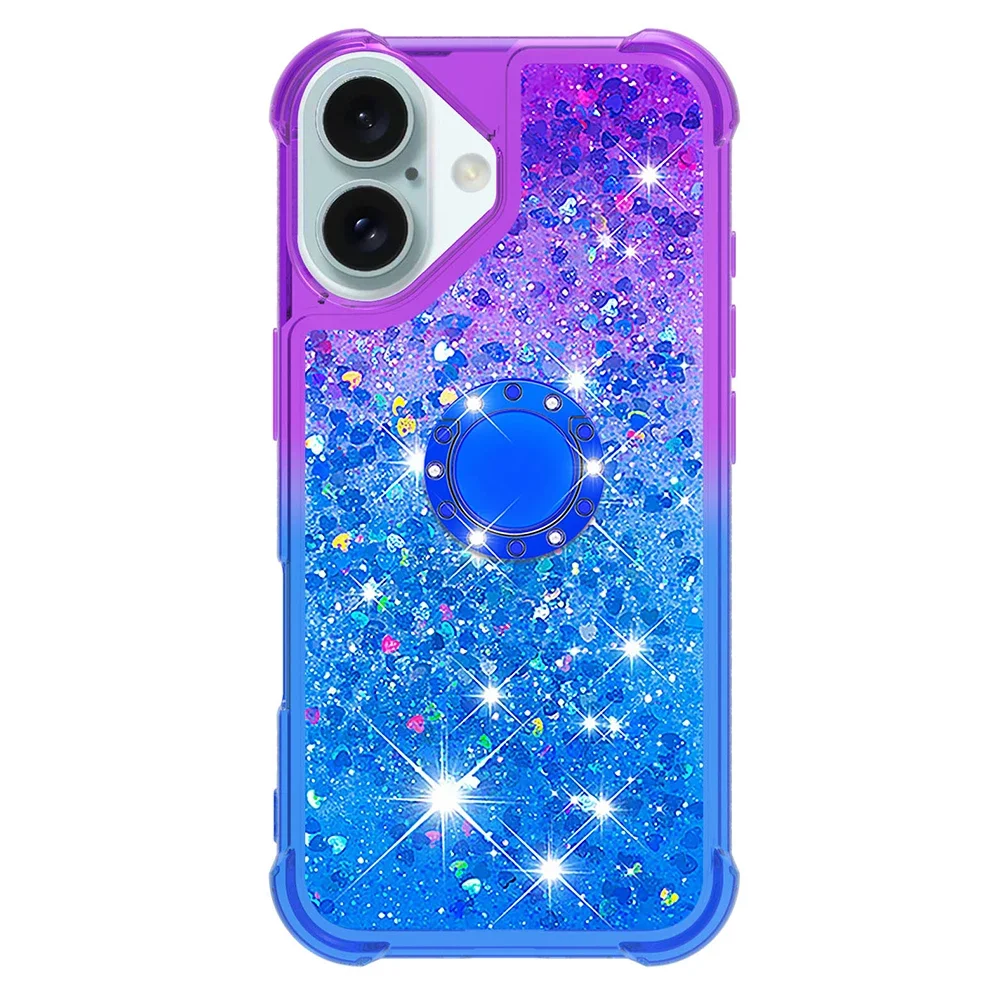Liquid Quicksand Bling Sequins Phone Case with Ring Holder Cover