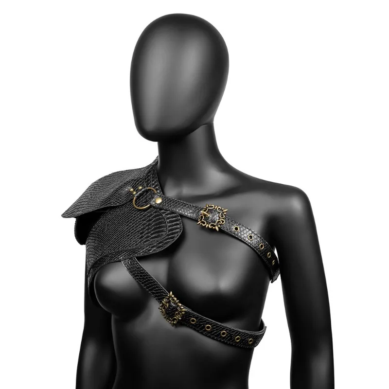 Steampunk Women Leather Shoulder Armor Medieval Knight Warrior Cosplay Costume Viking Pirate Body Chest Harness Belt Pauldrons