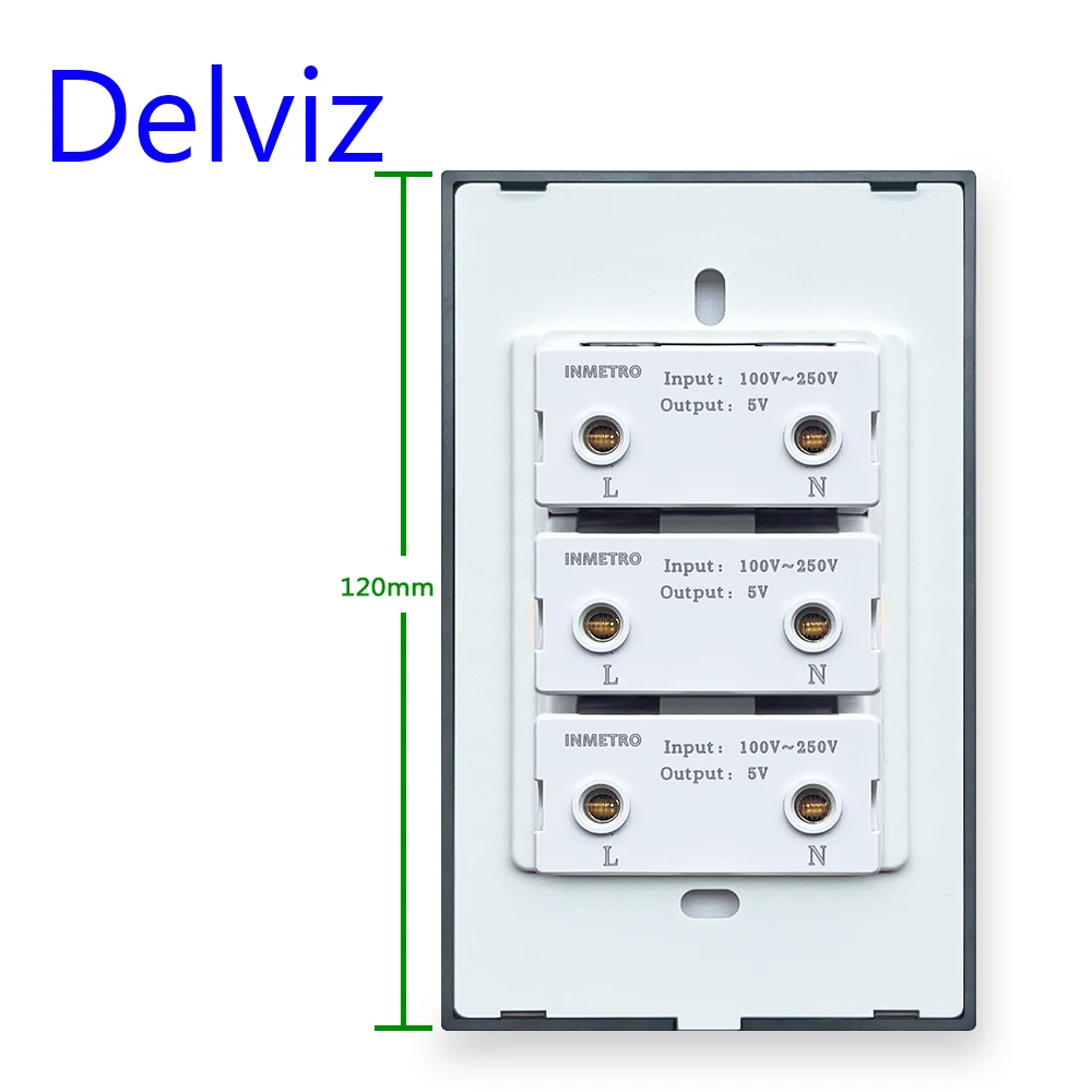 Delviz Brazil standard Wall Socket, White / Black Toughening Crystal Glass Panel 120mm*72mm, 18W 3A Type C USB Quick charge port