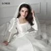 LORIE Ivory Satin Wedding Dresses A Line Long Sleeve Square Neck Bride Dress Elegant Classic Modest Bride Wedding Gowns 1
