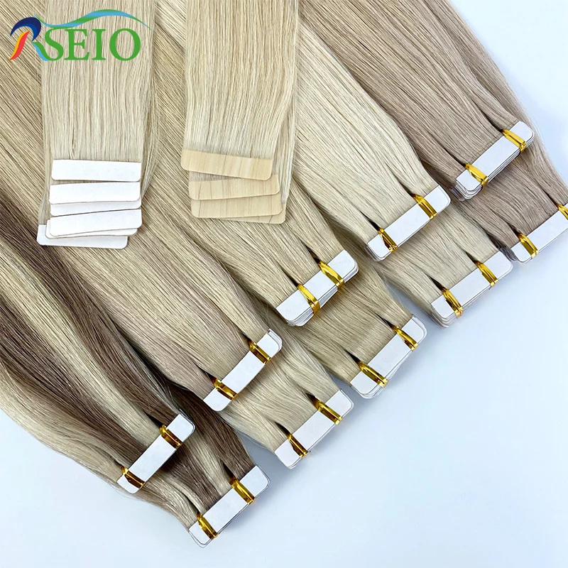 Human Hair Extensions Hair Extensions RSEIO Tape in Hair Extensions Human Hair Real Natural Tape Ins Invisible soft 10pcs 16