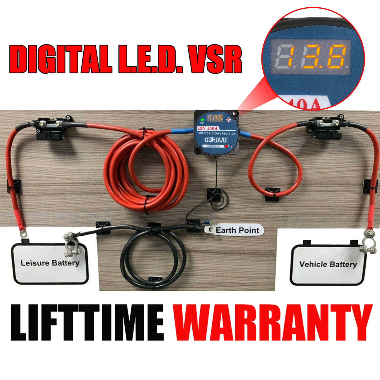 Kit Isolatore Batteria 12V 140A - Con Display LED, Per Camper, Barche, Veicoli - Foto 8