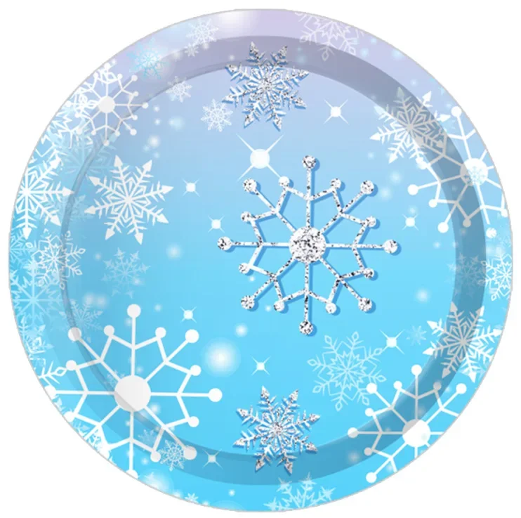 8 Guests Summer Birthday Tableware Snowflake Plate Kids Favor Pool Birthday Party Supplies Snow Ice Freeze Theme Parti Decor